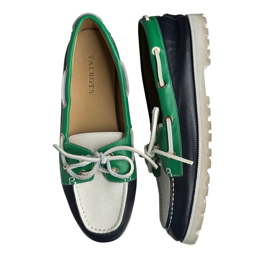 1990s Talbots Colorblock Leather Lug Sole Loafers Womens 9M